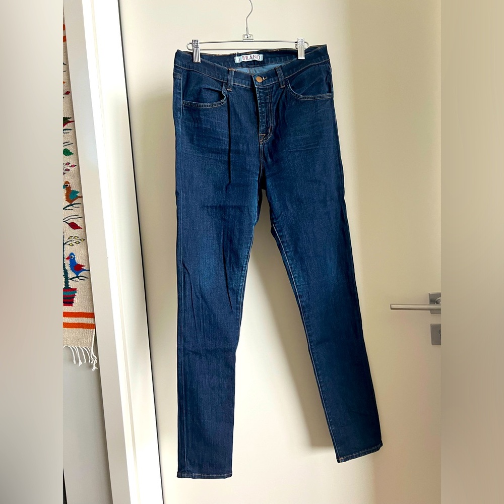 J Brand Maria 98% Cotton Contrast stitch dark denim skinny jeans